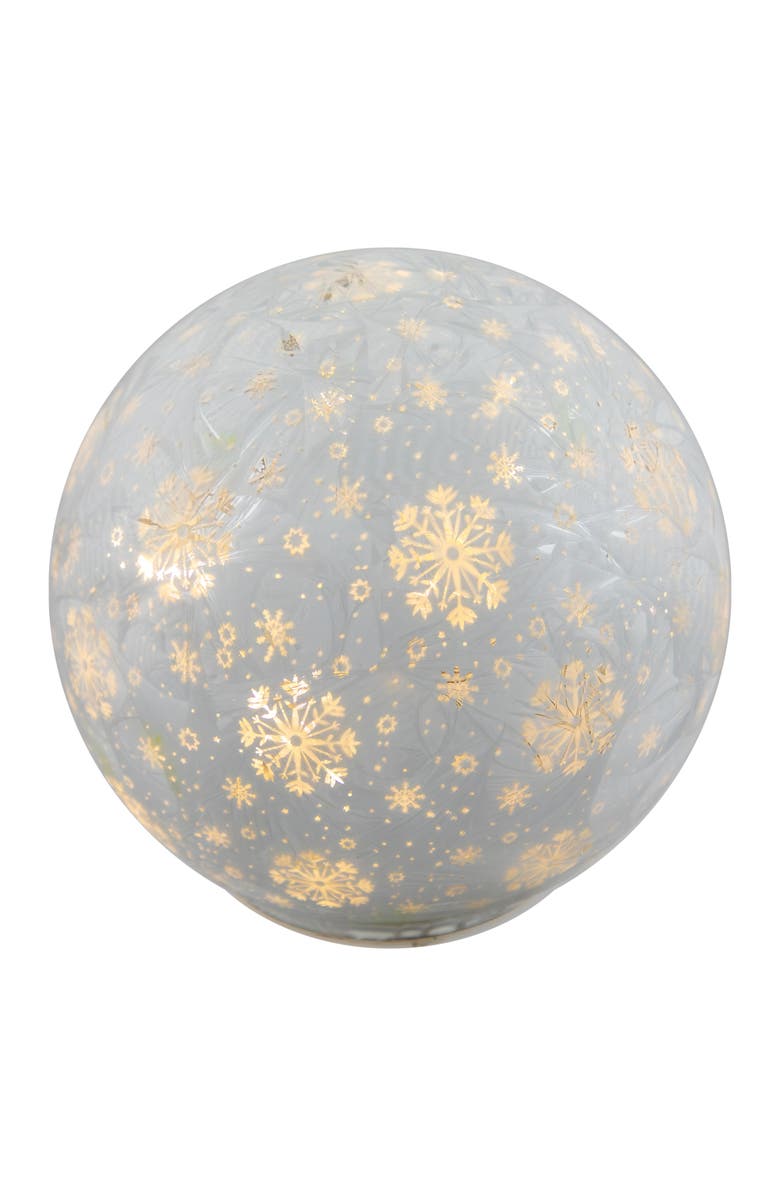 Northlight LED Lighted Snowflakes Glass Globe Christmas Decoration - 6" - White, Main, color, White