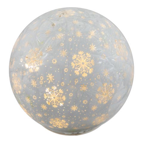 LED Lighted Snowflakes Glass Globe Christmas Decoration - 6" - White