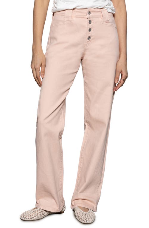 Shop Sanctuary Luna Button Fly High Waist Cuff Straight Leg Jeans In Earth Pink