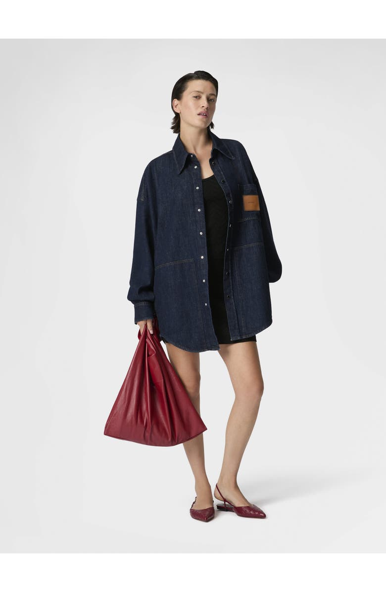 Missoni Cotton Denim Overshirt With Logo Patch, Alternate, color, Green& Brown