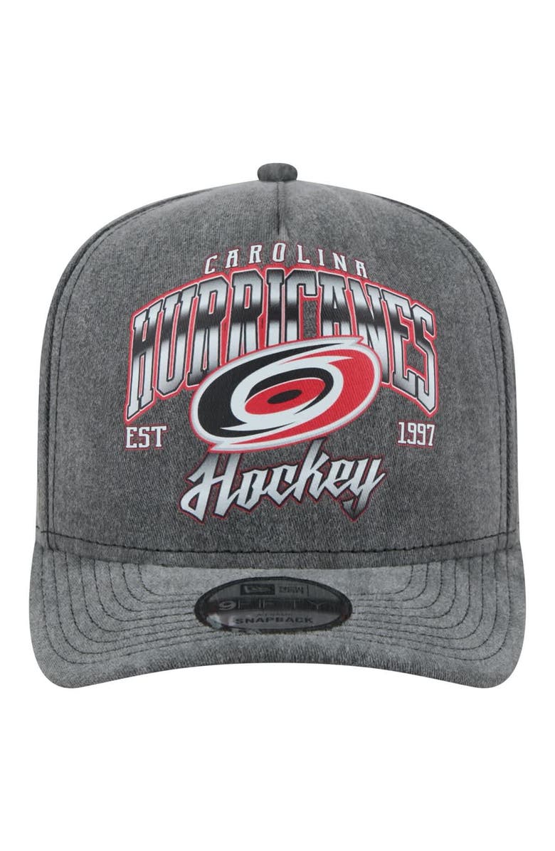 New Era Men's New Era Charcoal Carolina Hurricanes Throwback Washed A-Frame Pre-Curved 9FIFTY Snapback Hat, Alternate, color, Charcoal