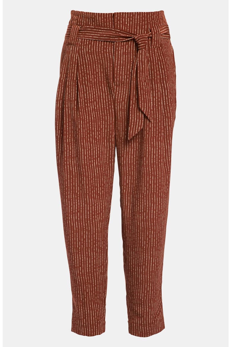 High Waisted Pleat Ankle Pants, Main, color, BROWN COMBO