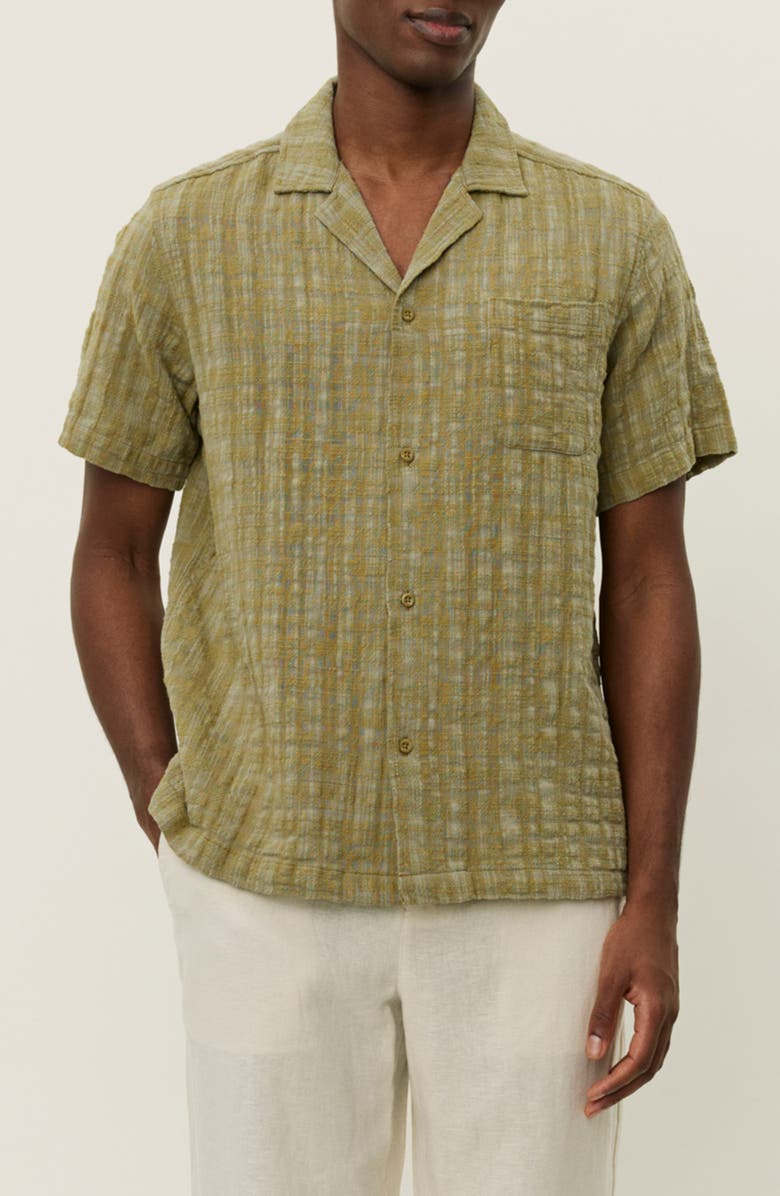Les Deux Lesley Slub Cotton Camp Shirt, Main, color, Oil Green