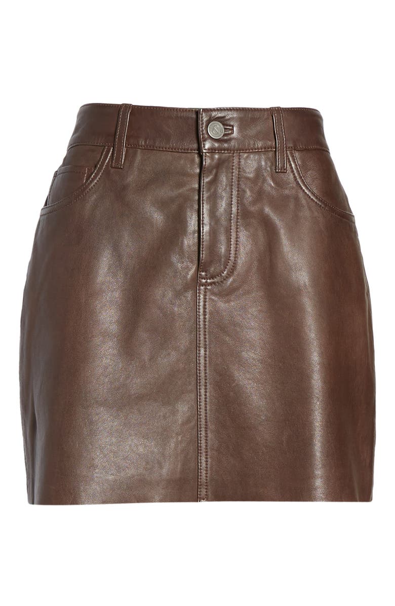 Treasure & Bond x Something Navy Leather Miniskirt, Alternate, color, 