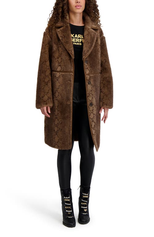 Karl Lagerfeld Paris Faux Fur Jacket In Brown
