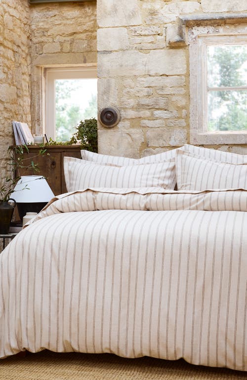 Christy Flannel Stripe Brushed Cotton Duvet Cover Sets In Brown