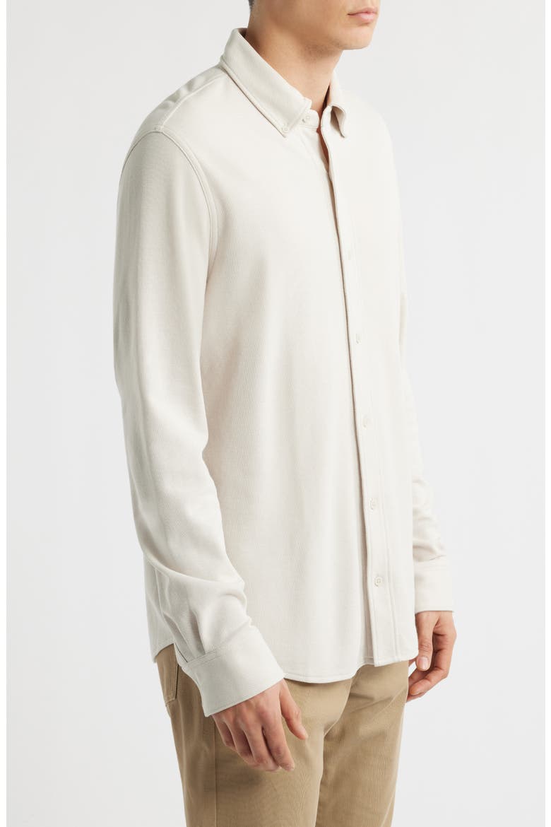 Solid Pima Cotton Piqué Button-Down Shirt, Alternate, color, GREY MOONBEAM