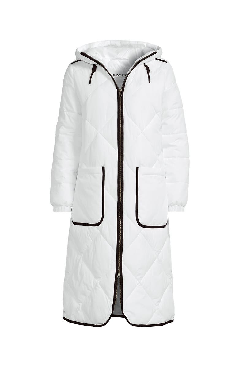 Lands' End FeatherFree Insulated Diamond Quilted Maxi Coat, Alternate, color, White