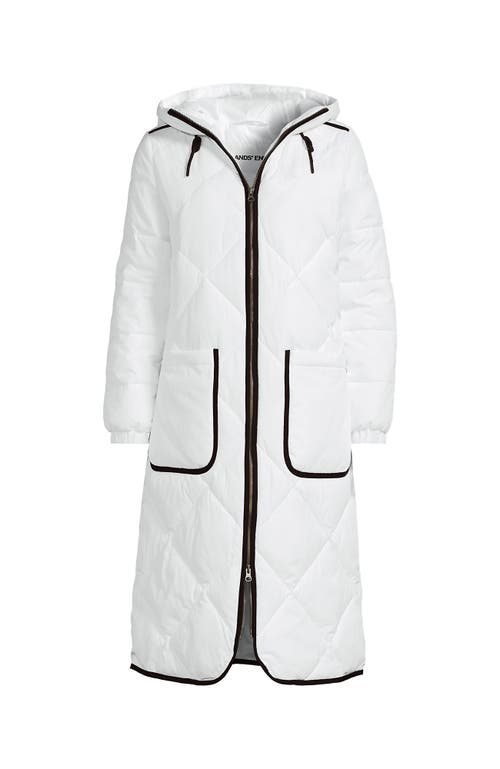 Lands' End Plus Size Featherfree Insulated Diamond Quilted Maxi Coat In White