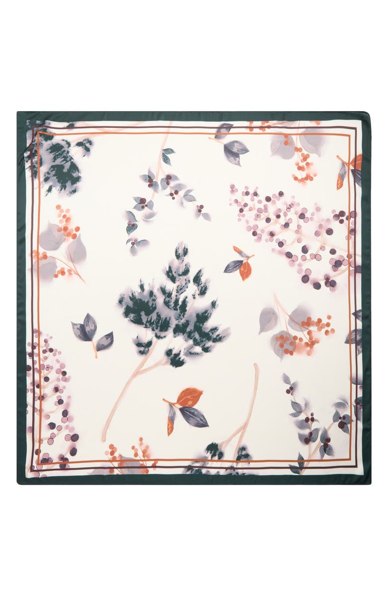 Treasure & Bond Oversize Square Satin Scarf, Alternate, color, Ivory Winter Floral