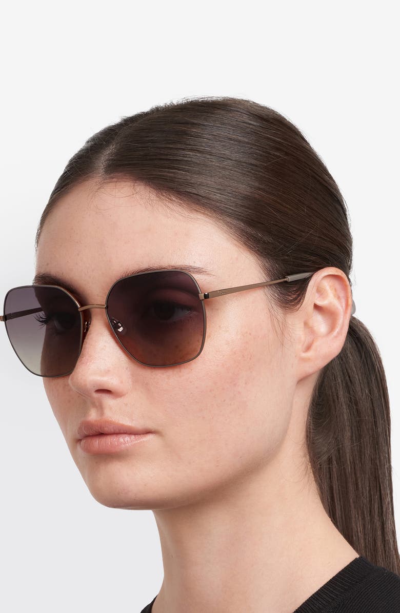 Fossil 59mm Square Sunglasses, Alternate, color, Brown/ Grey Brown Ds