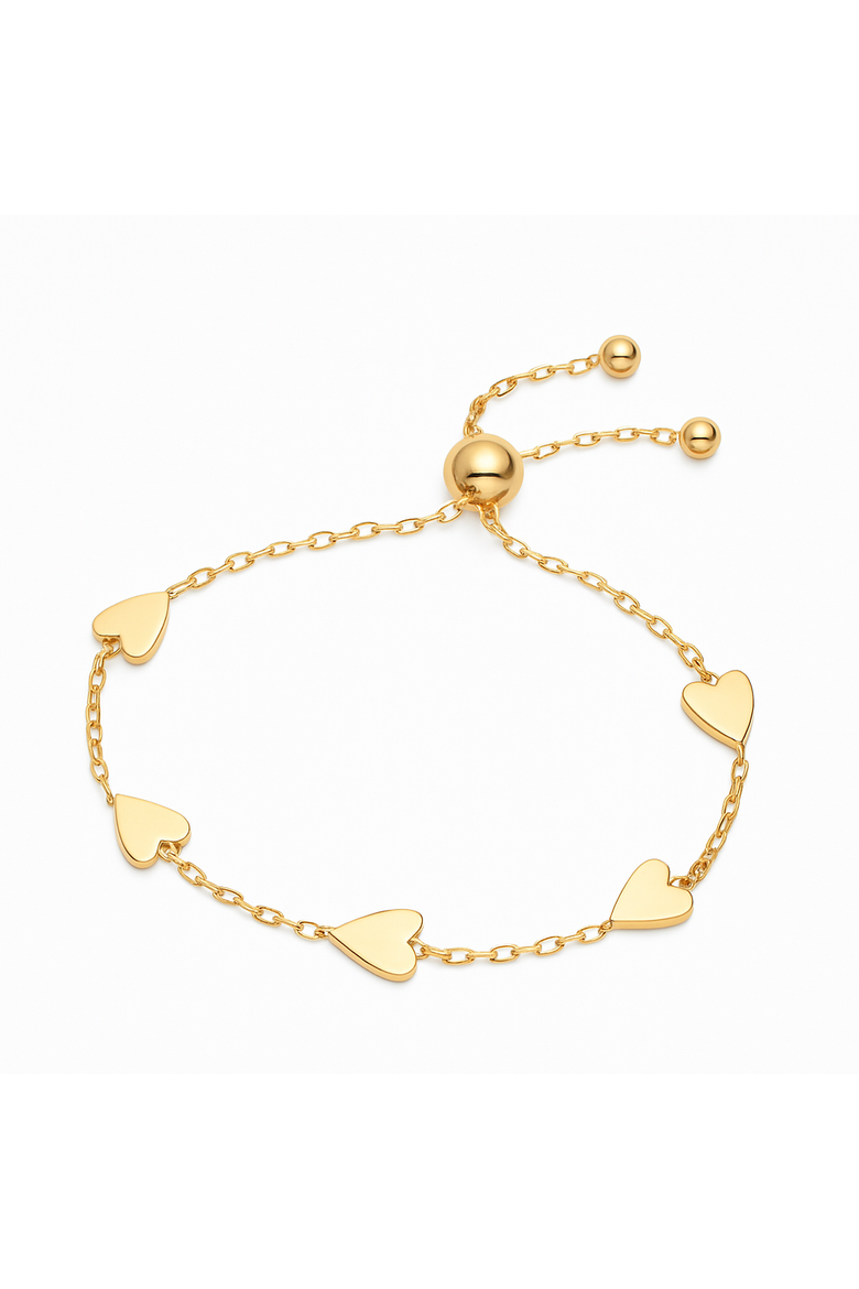 Gold-Tone Adjustable Heart Bracelet, Main, color, Gold