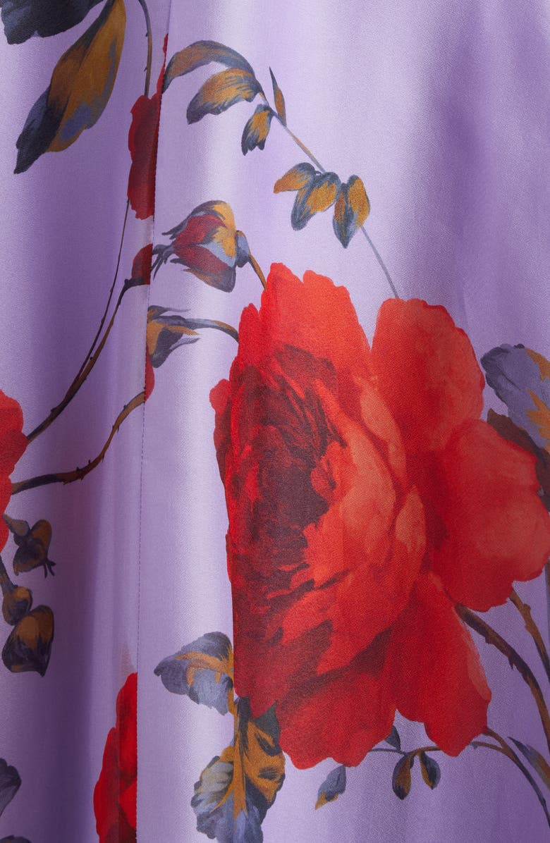 Carolina Herrera Rose Print Silk Organza Trench Gown, Alternate, color, 