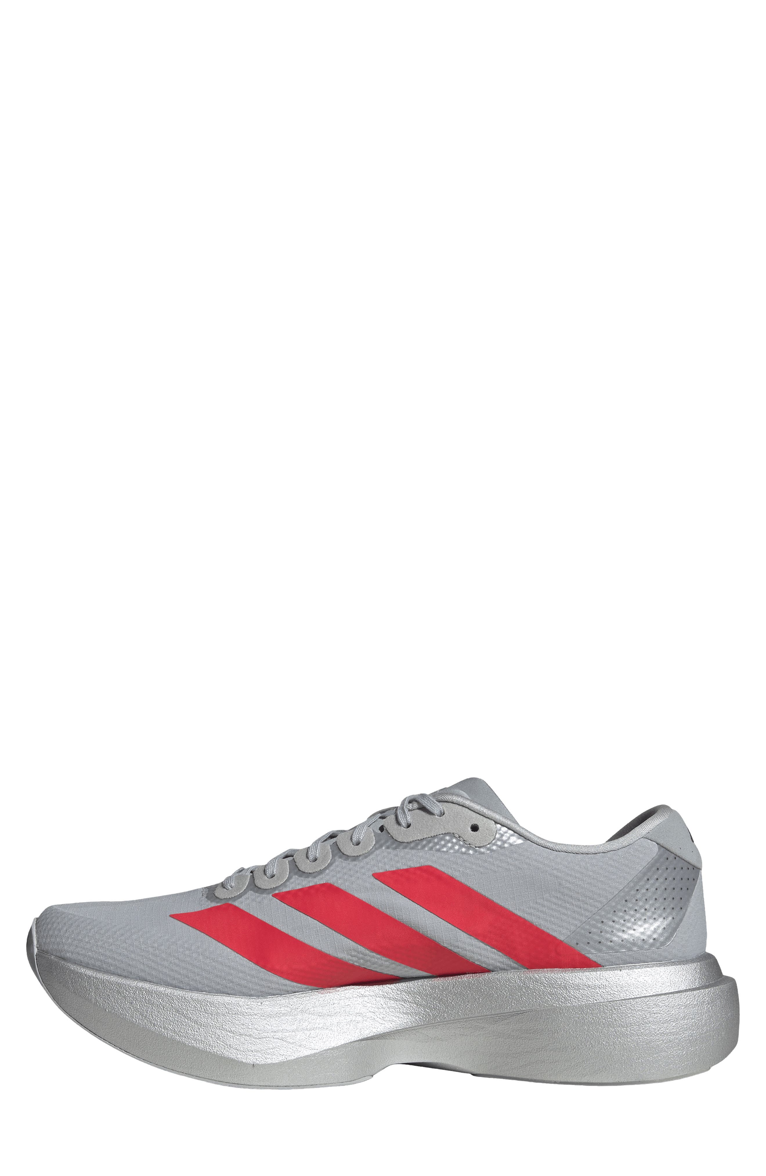 adidas Adizero Evo SL Running Shoe, Alternate, color, Silver / Red/ Iron