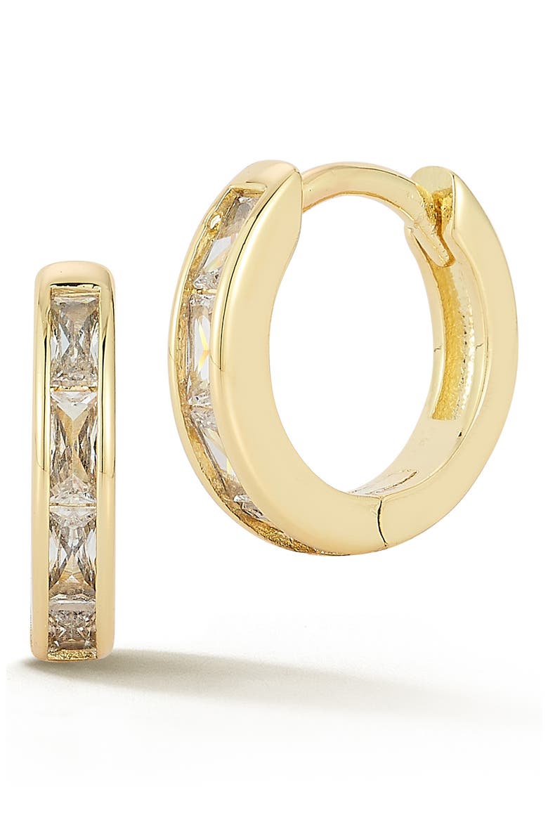 Small Cubic Zirconia Hoop Earrings, Main, color, GOLD