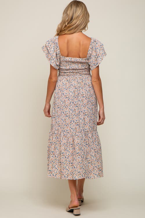 Pinkblush Floral Flutter Midi Dress In Multi
