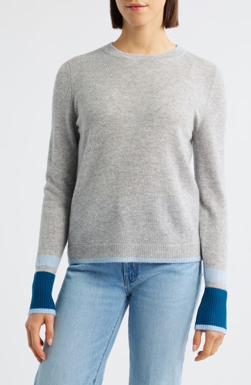 Griffen Play Colorblock Wool & Cashmere Crewneck Sweater in Light Grey Combo  product