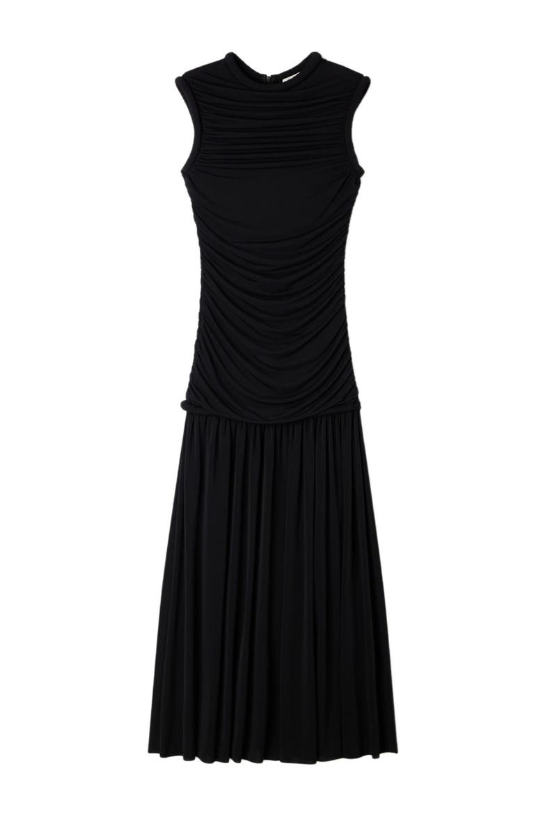 Draped maxi dress, Alternate, color, Black