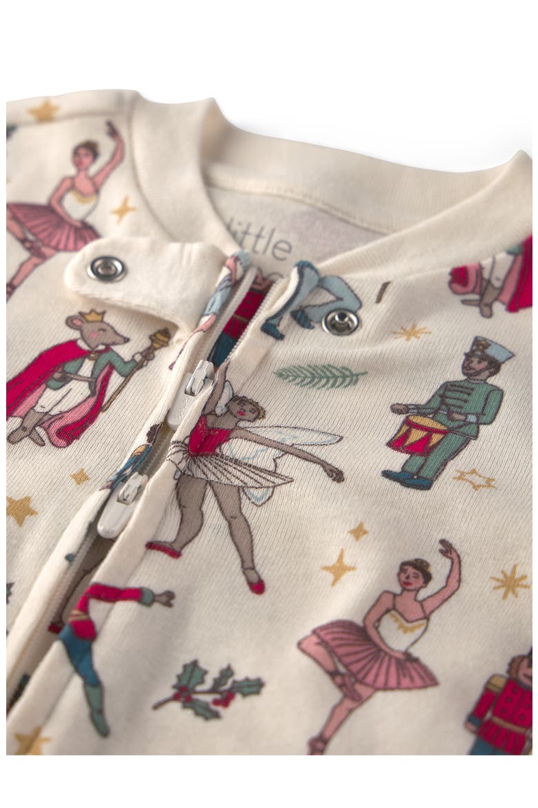 Print Organic Cotton Zip Footie, Alternate, color, NUTCRACKER