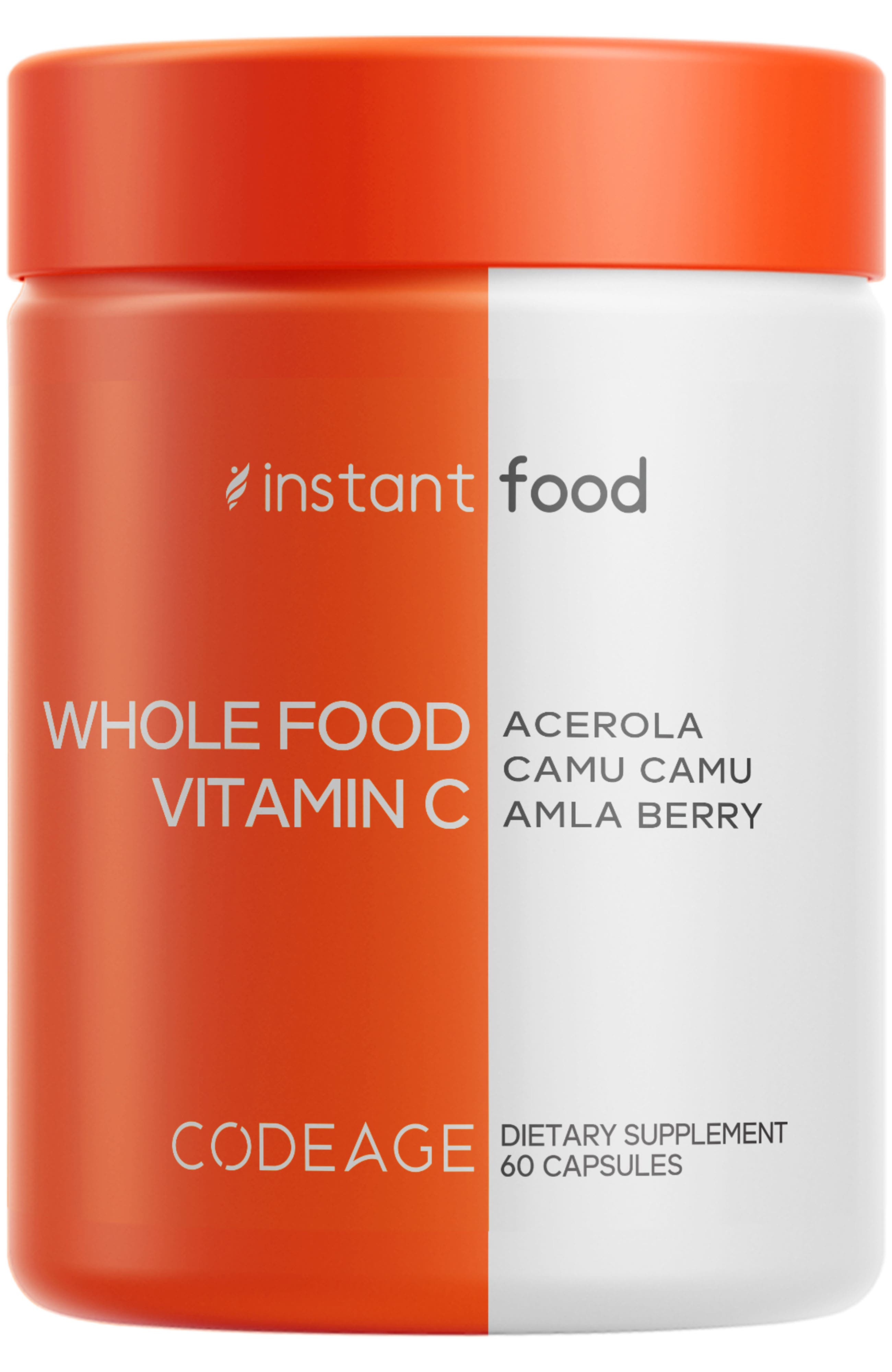 Codeage Whole Food Vitamin C, Acerola, Camu Camu, Amla Berry, Rose Hips, Citrus Bioflavonoids in White 