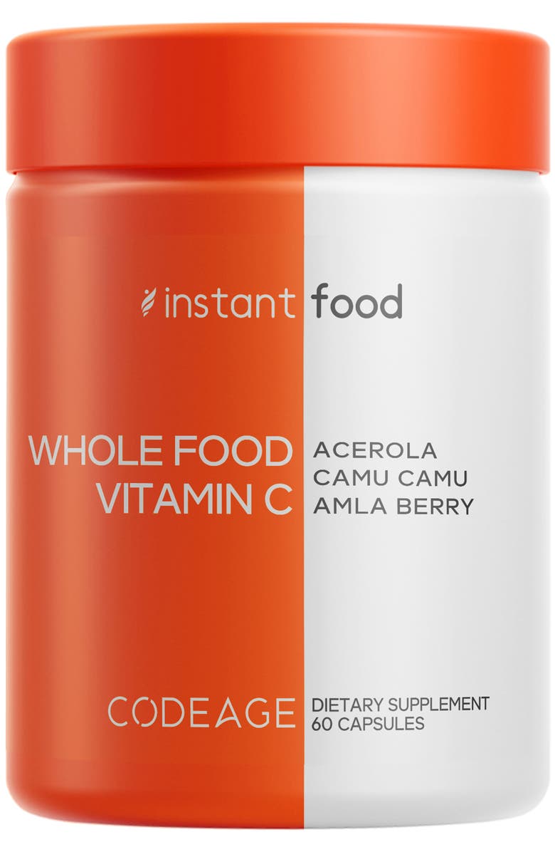Codeage Whole Food Vitamin C, Acerola, Camu Camu, Amla Berry, Rose Hips, Citrus Bioflavonoids, Main, color, White