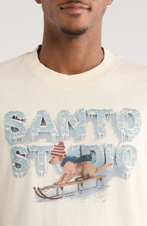 Santo Studio Dog Sledding Cotton Graphic T-shirt In White