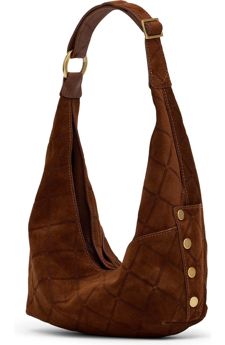 HAMMITT Tom Zip Medium Hobo Bag, Alternate, color, Chocolate Diamond Suede/Gold