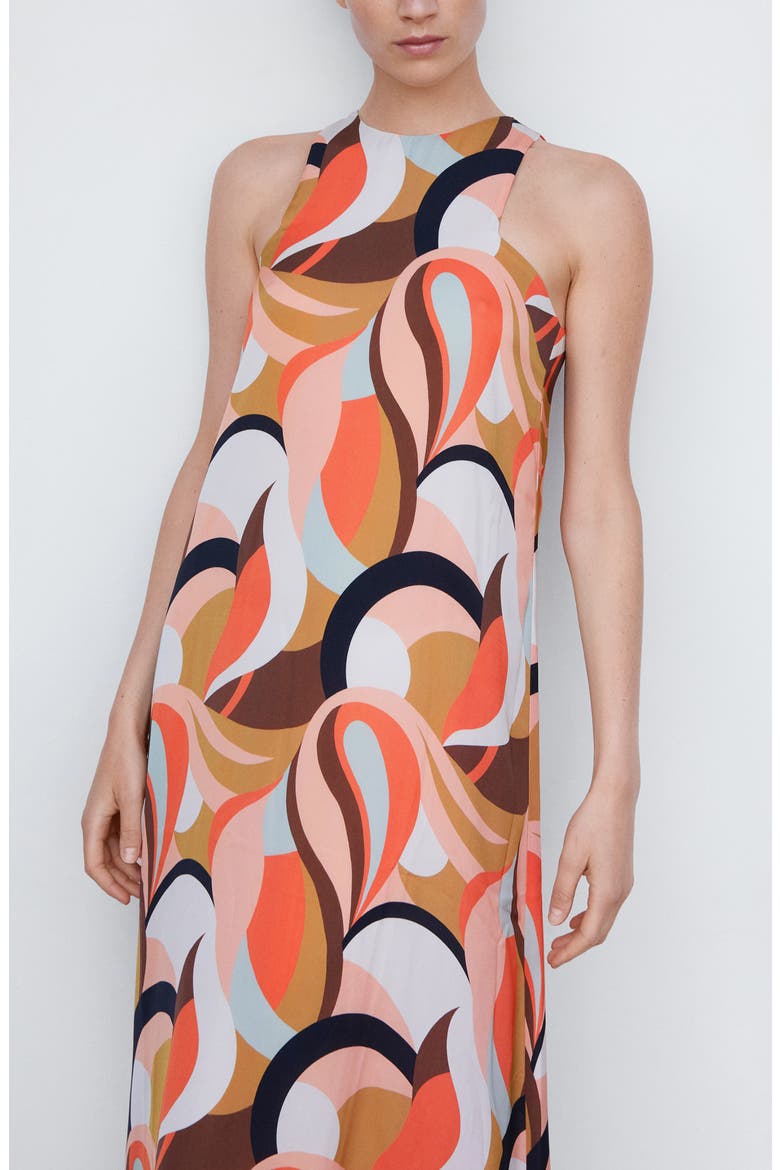 Abstract Print Cocktail Dress, Alternate, color, SALMON