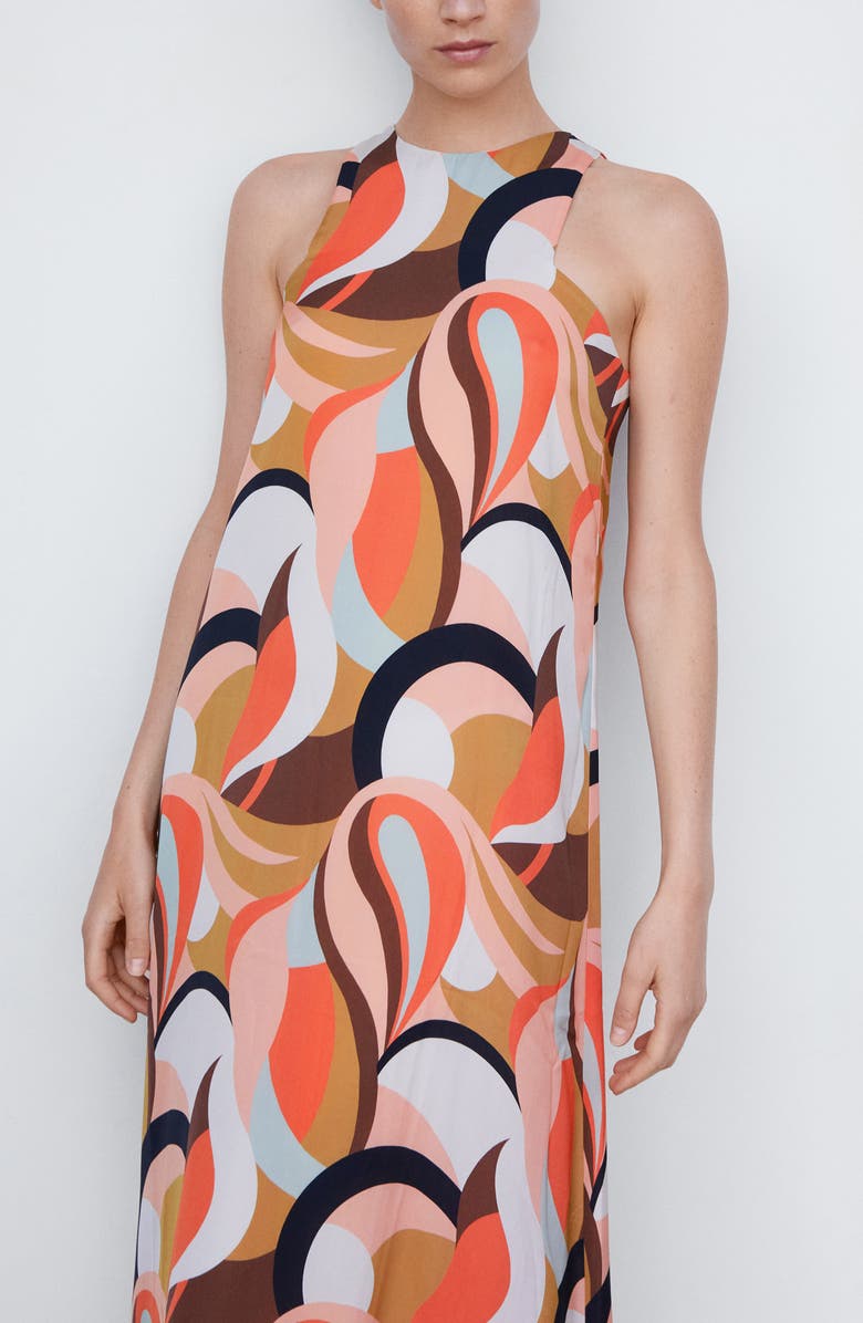 MANGO Abstract Print Cocktail Dress, Alternate, color, 