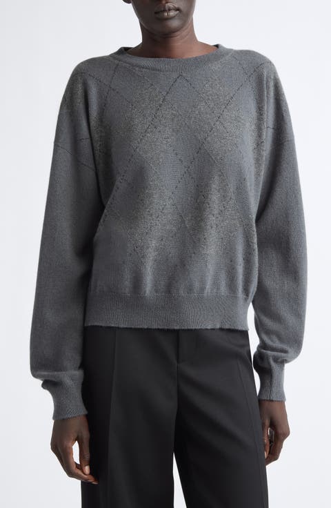 Clan Argyle Slouchy Cashmere Crewneck Sweater