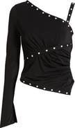 Mistress Rocks Rivet Detail Crepe Jersey Top