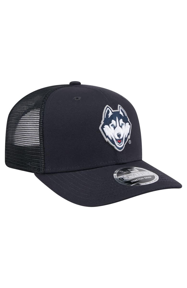 New Era Men's New Era Navy UConn Huskies Primary 9SEVENTY Trucker Stretch-Snap Hat, Alternate, color, 