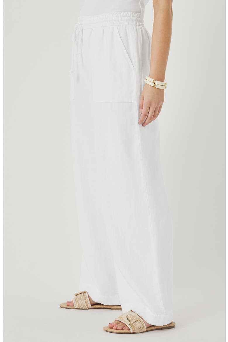 Stella Paperbag Linen Wide Leg Pants, Alternate, color, WHITE