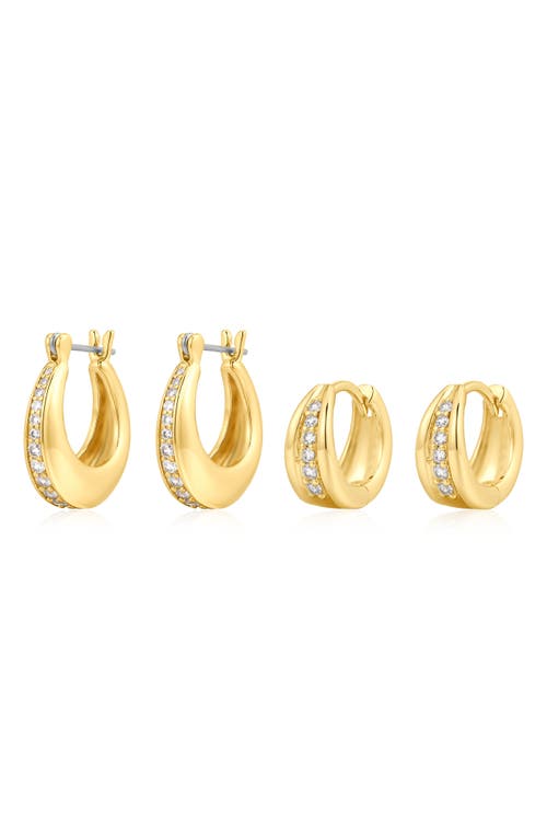 Luv Aj Set Of 2 Pavé Cubic Zirconia Wave Huggie Hoop Earrings