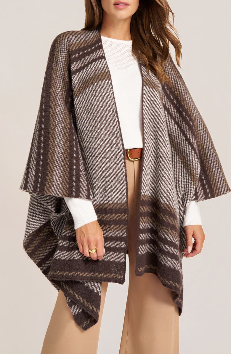 matty m. Stripe Poncho, Main, color, Chocolate