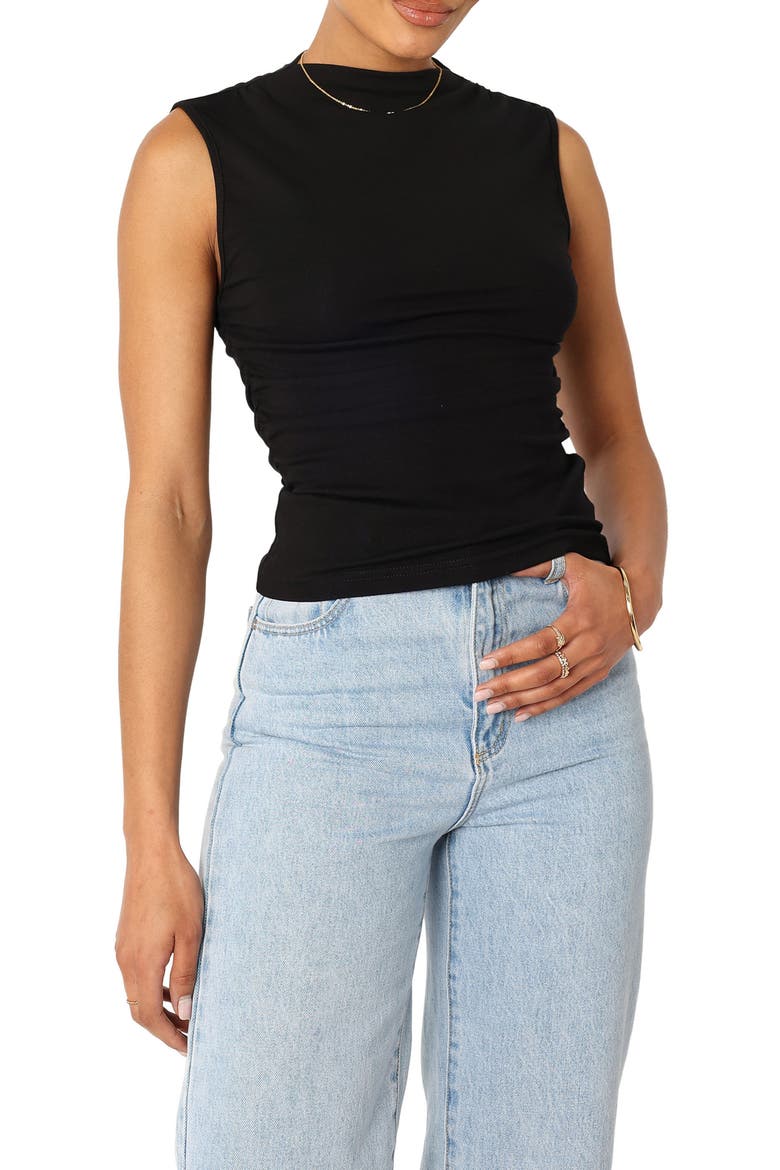 Nissa Mock Neck Sleeveless Top, Main, color, BLACK