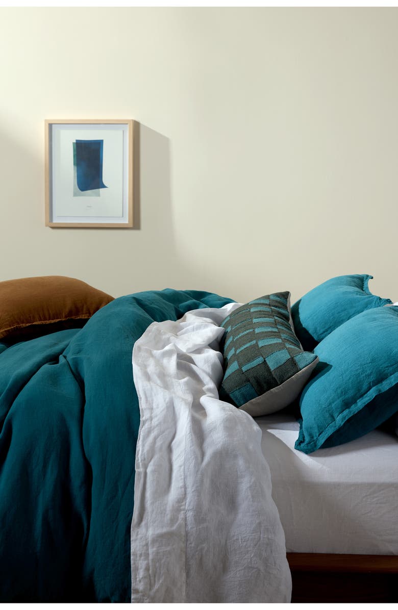 Parachute Modern Check Wool Blend Lumbar Pillow Cover, Alternate, color, Evergreen And Peacock