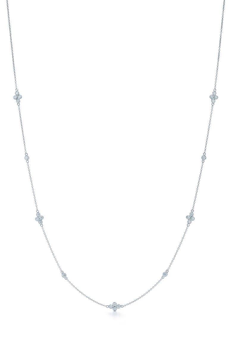 Diamond Station String Necklace, Main, color, WHITE GOLD