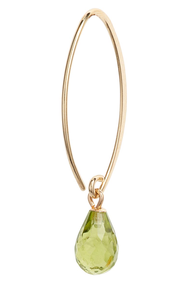 Briolette Gemstone Hoop Earrings, Alternate, color, YELLOW GOLD/ PERIDOT
