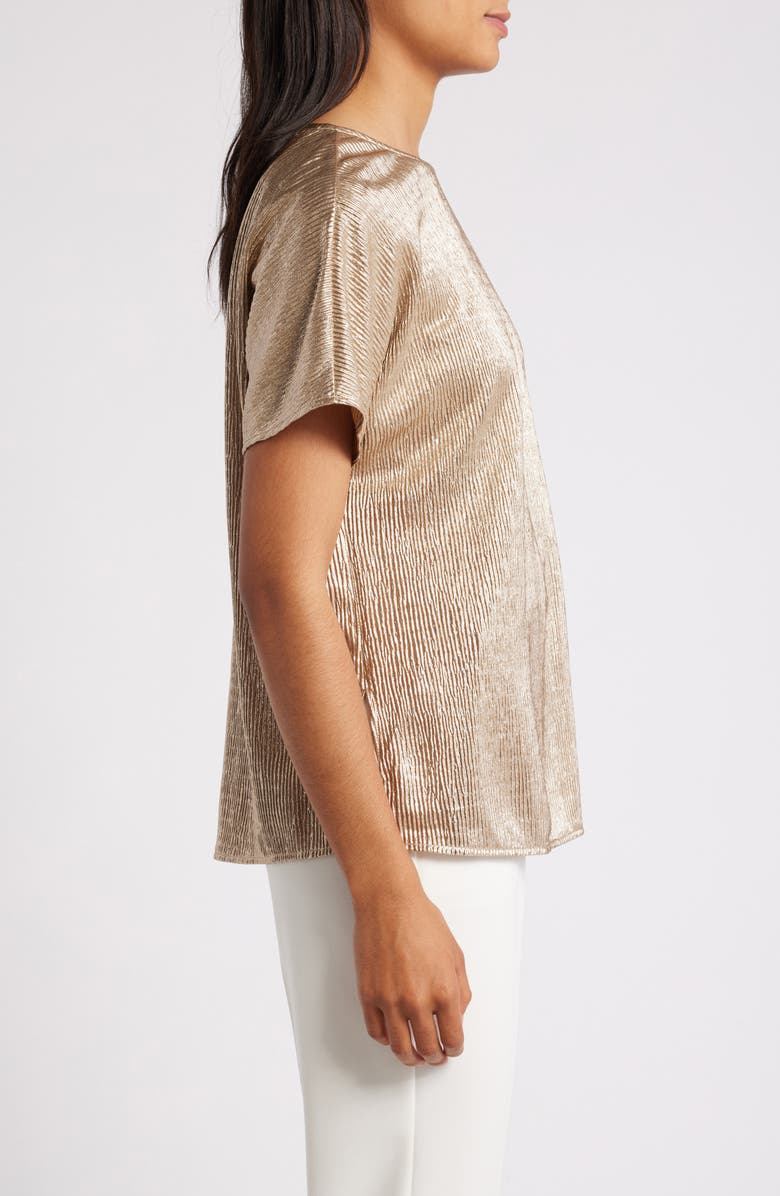 Anne Klein Metallic Short Sleeve Woven Shirt, Alternate, color, 