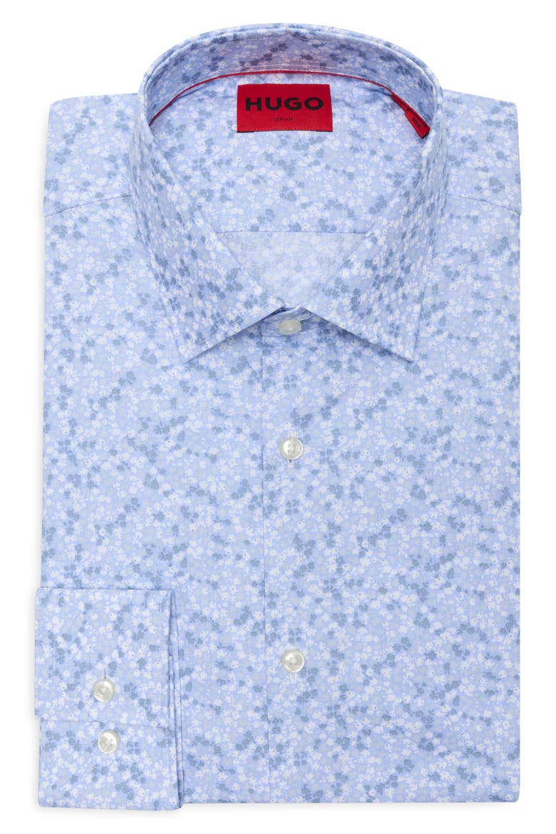 Kenno Floral Cotton Dress Shirt, Alternate, color, LIGHT/ PASTEL BLUE