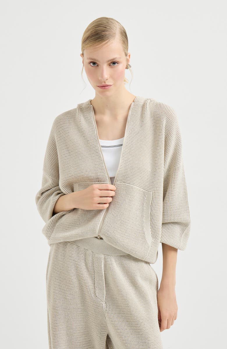 Brunello Cucinelli Sparkling net sweatshirt, Alternate, color, Oat