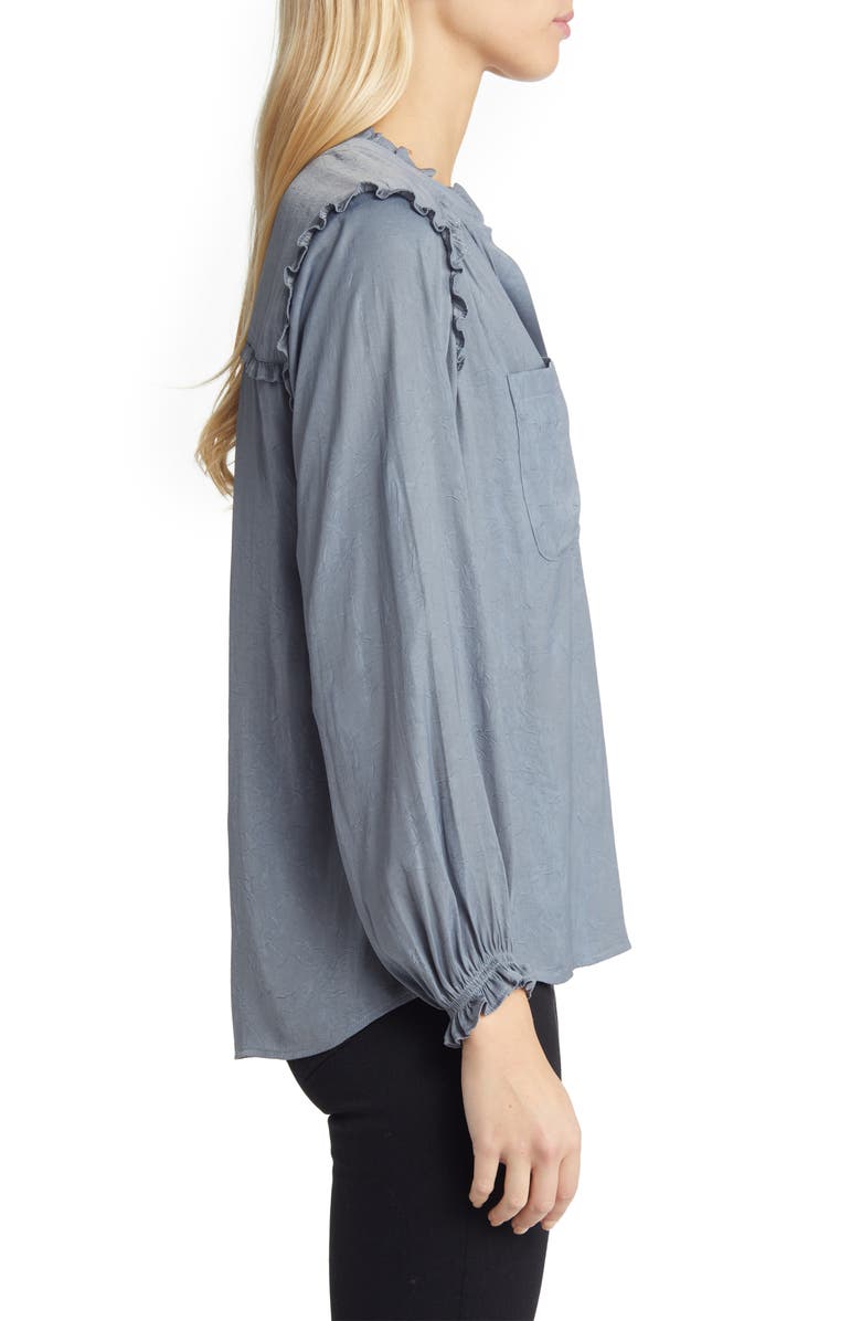 Wit & Wisdom Ruffle Split Neck Blouse, Alternate, color, 