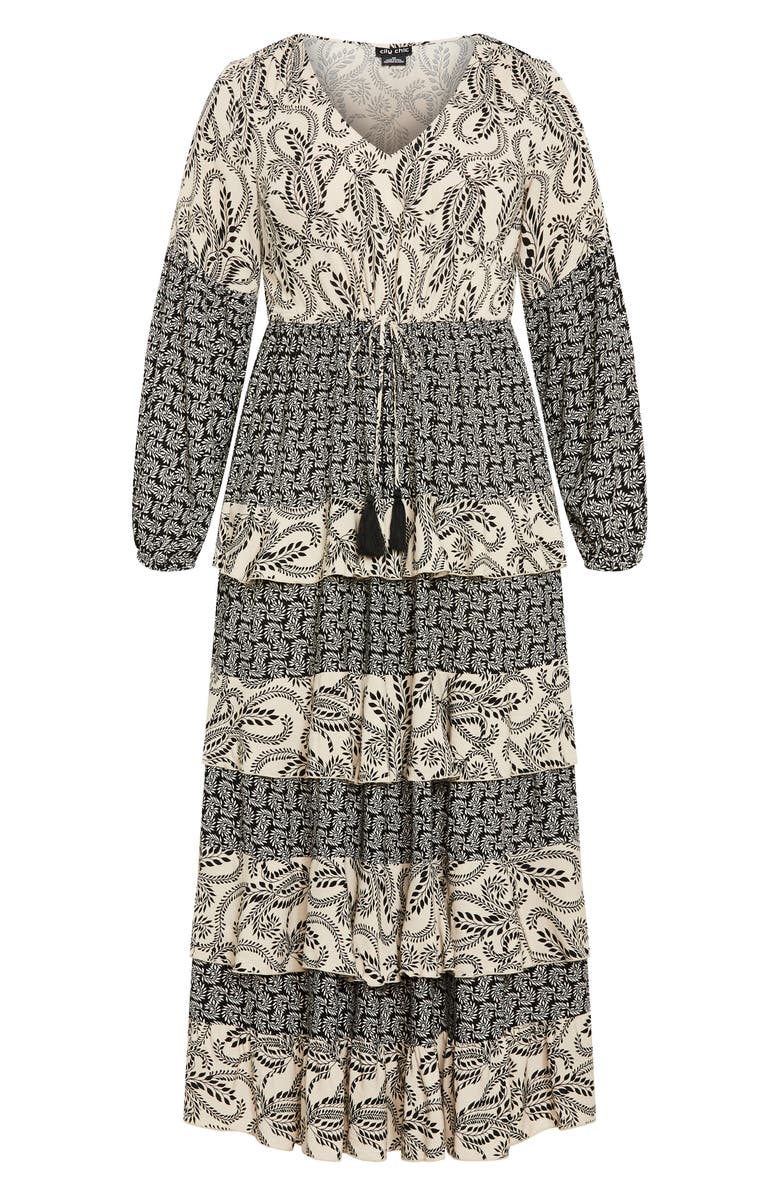 City Chic Clementine Mixed Print Long Sleeve Maxi Dress, Alternate, color, Print