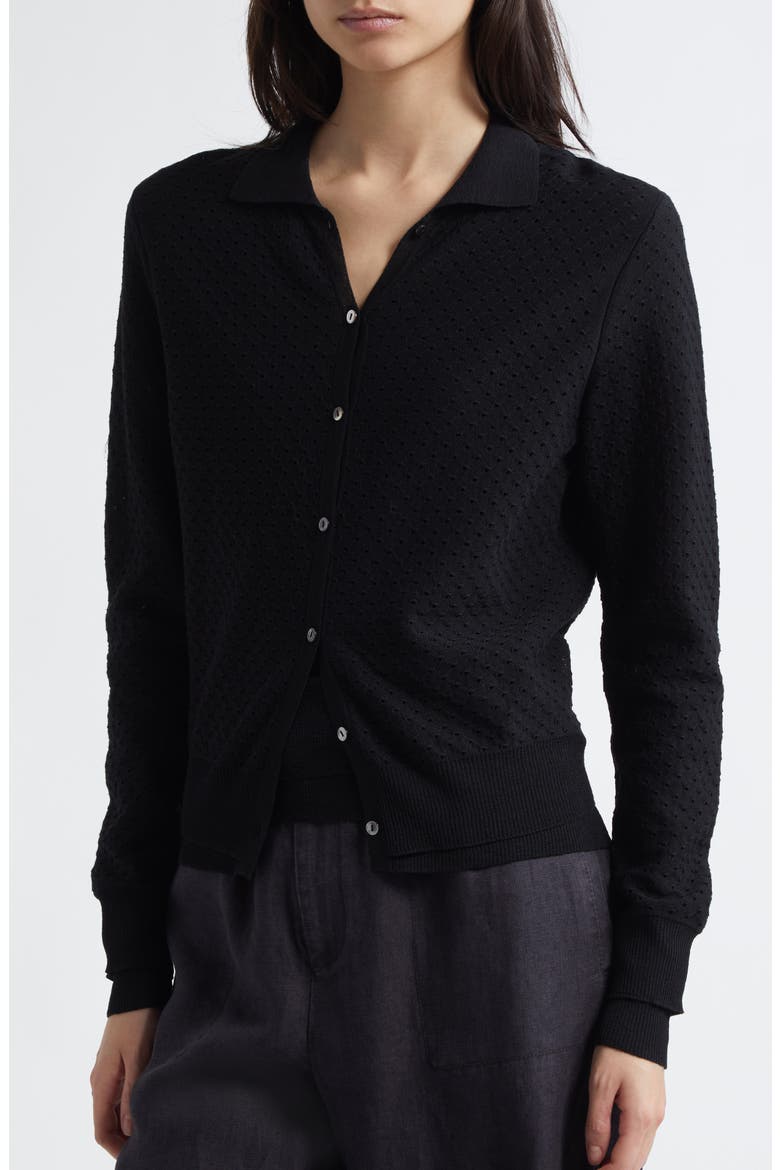 Double Layer Organic Cotton Blend Cardigan, Alternate, color, BLACK