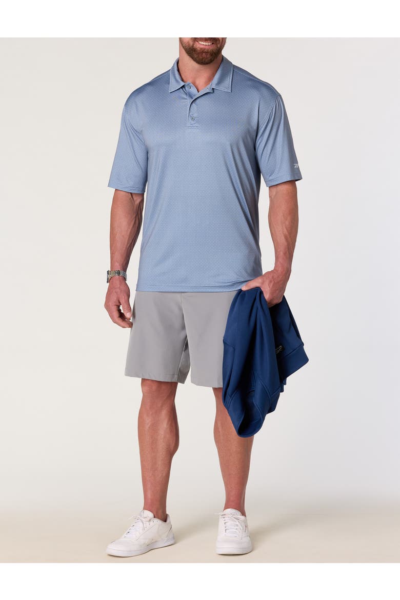 Big & Tall Geometric Dot Performance Polo Shirt, Alternate, color, HAZY BLUE