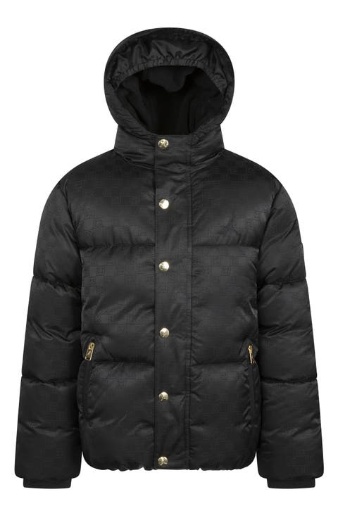 Kids' 23 Jacquard Quilted Hooded Puffer Jacket (Big Kid)
