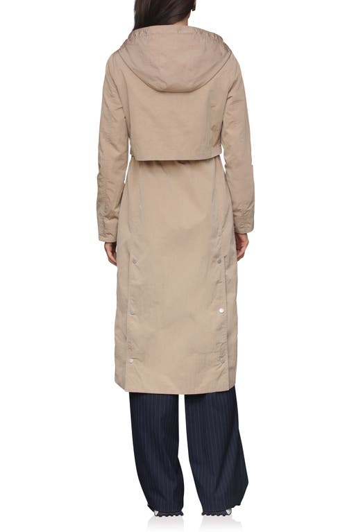 Avec Les Filles Hooded Long Coat In Brown