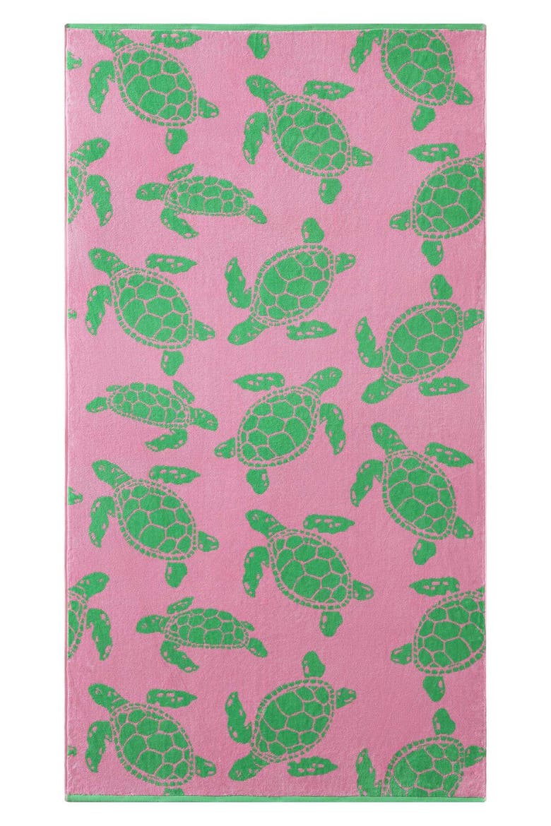 Turtle Cotton Beach Towel, Main, color, LIGHT / MEDIUM PINK