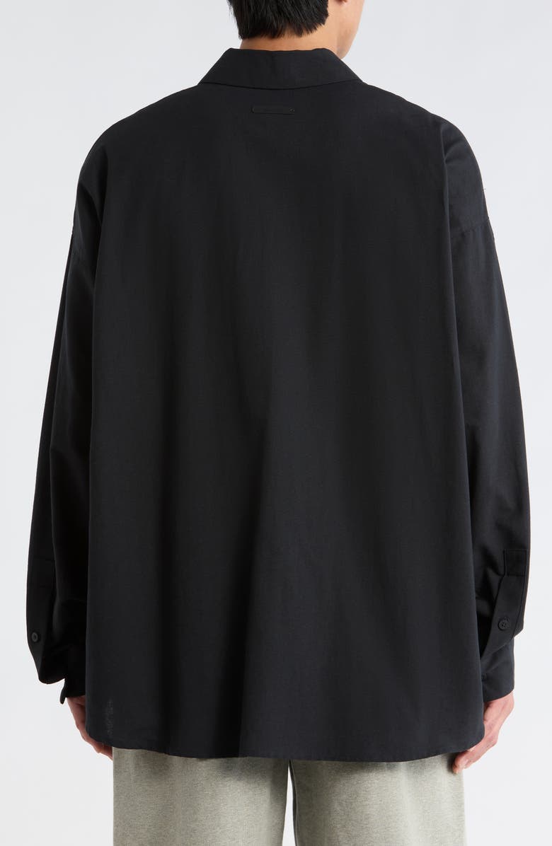 Fear of God Essentials Signature Button Front Shirt, Alternate, color, Vintage Black